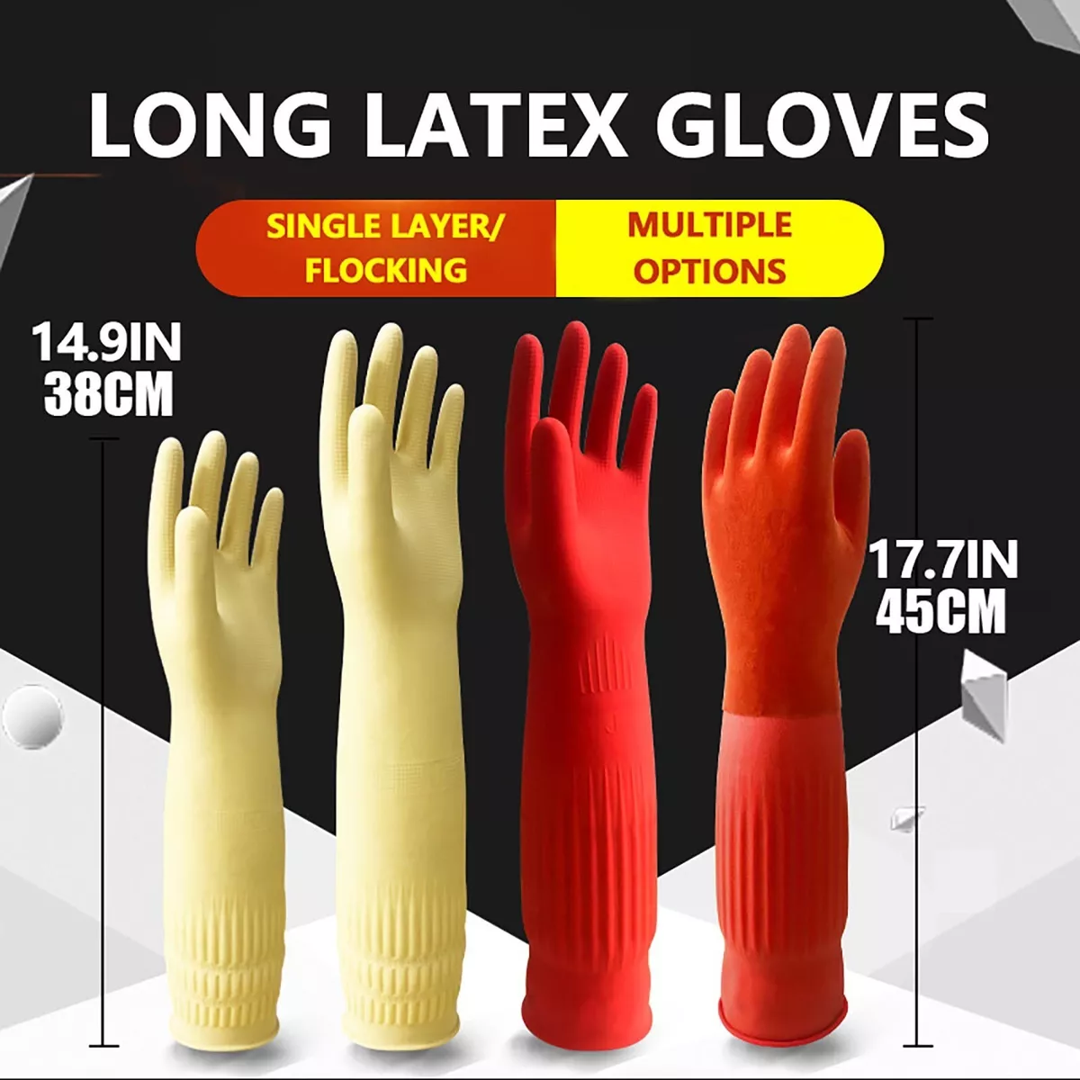 Rubber Waterproof Extra Long Dishwashing Cleaning Household Kitchen Gloves