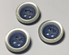 3- 1960s Lovely Matched Medium Blue Button with Mother of Pearl Rims 5/8" B166