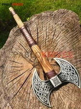 Rare Hand Forged Carbon Steel Hunting Double Head God of War Viking Axe