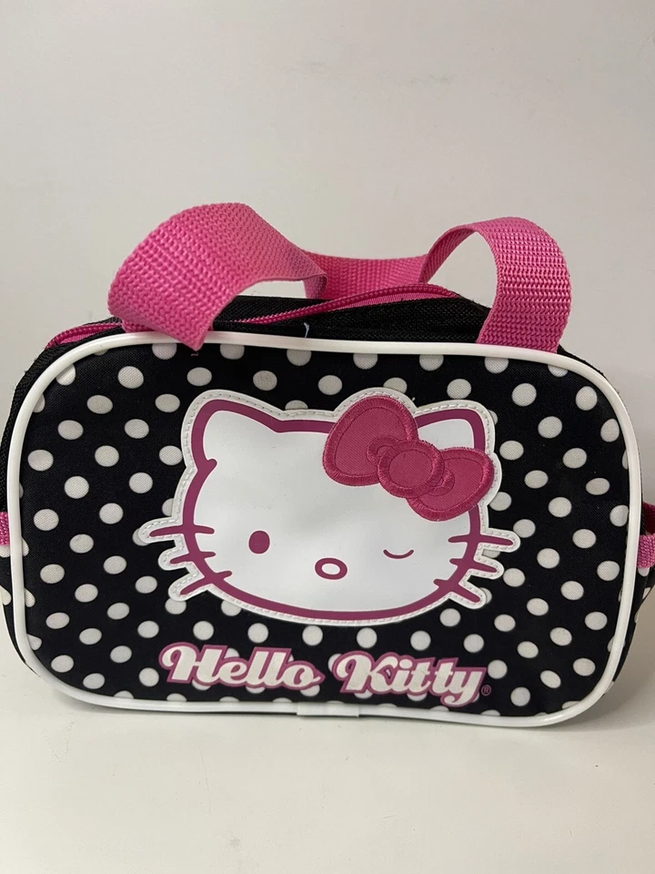 Sanrio Hello Kitty Black White Polka dot Pink Makeup Bag Purse - Image 2 of 4