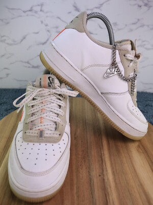 Nike Shoes Womens US Sz 6.5Y Air Force 1 White Total Orange Leather Trainers GS!