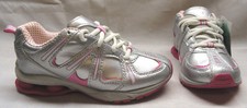 DANSKIN NOW, YOUTH GIRLS SILVER  PINK ATHLETIC SHOES, SIZES 3, 5, NEW FREE SHIP