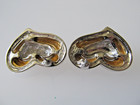 Vintage Two-toned Metal Rhinestone Asymmetrical Heart Earrings — photo 5