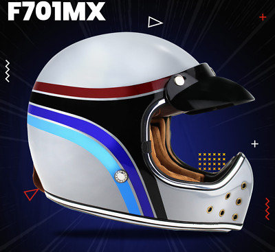 VIPER F701 MX RETRO VINTAGE GLASFASER OFF ROAD FULLFACE MOTORRADHELM