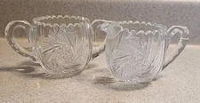 VTG American Brilliant Period Sugar &  Creamer Cut Glass Crystal  3" x 3"