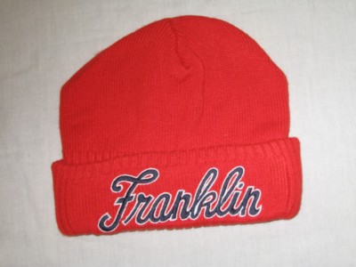 Franklin Marshall Mens Turn up Knit Beanie Hat Mars Red One Size