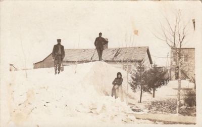 RPPC Postcard Family Giant Snowstorm Snow Pile