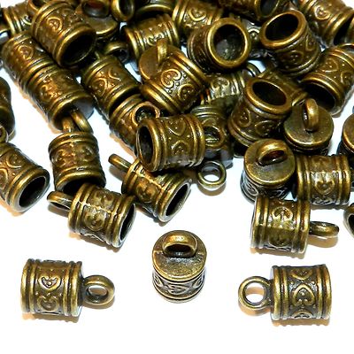 MX946 Antiqued Bronze 16mm Cord End Cap with Loop 6mm Inside Diameter 50pc