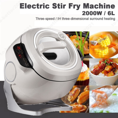 360° Rotation Electric Stir Fry Machine Automatic No Stick Pan Smart Cooker 6L