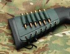 Forest Green Leather Rifle Sleeve buttstock wrap Sleeve Ammo Holder 45-70 Gov