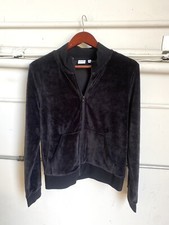 Sunday Best Black Velour Tracksuit Jacket Zipup Womens Large Athleisure