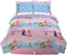 Super Mario "Royal Peach" Kids Reversible Queen Bed Set-AB0CZBYNS167
