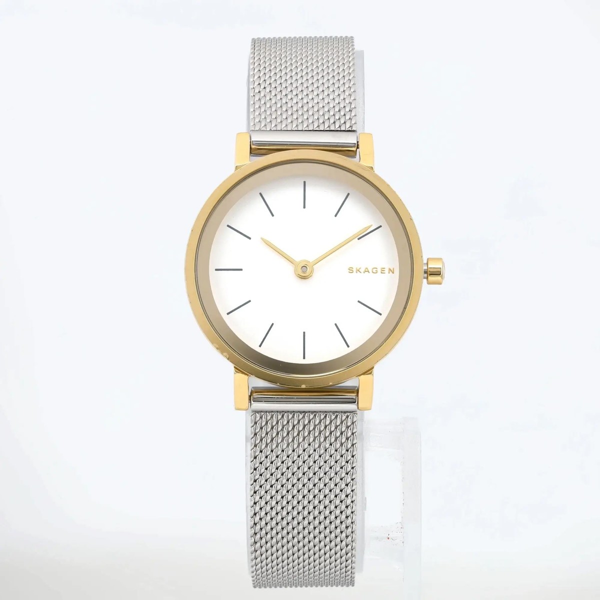 Skagen Hald Steel Yellow Gold-Tone White Dial Mesh Band  display picture 1