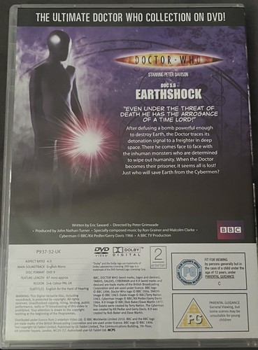 Doctor Who Dvd Earthshock Numb 32 New Peter Davison Reg 2 uk Post Rated Pg - Picture 2 of 2