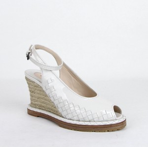 $990 Bottega Veneta Women's White Patent Leather Woven Wedge Heels 465178 1909 | eBay