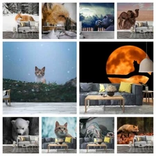 3D Animals Forest Scenery Self-adhesive Wallpaper Removable Wallpaper Wall Mural