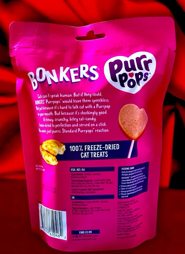 10pc Bonkers Purr Pops Chicken Lovey Licks-Cat Treats Ltd Edition (1pk Of 10ct)