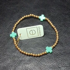 enewton Gold Filled Beaded Stretch Bracelet Whit Acua Crosses. E34.1159