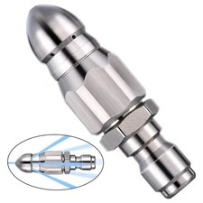 Stainless Steel Sewer Jetter Nozzle - 1/4" Quick Plug High Pressure Drain Cleane