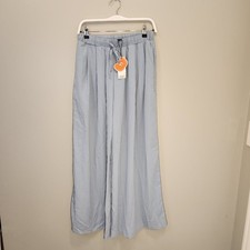 Cider Pants Solid Elastic Waist Wide Leg Trouser Pleated Texture - Size M