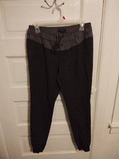 Banana Republic Mixed Media Jogger Sz S Black Grey button accent Drawstring