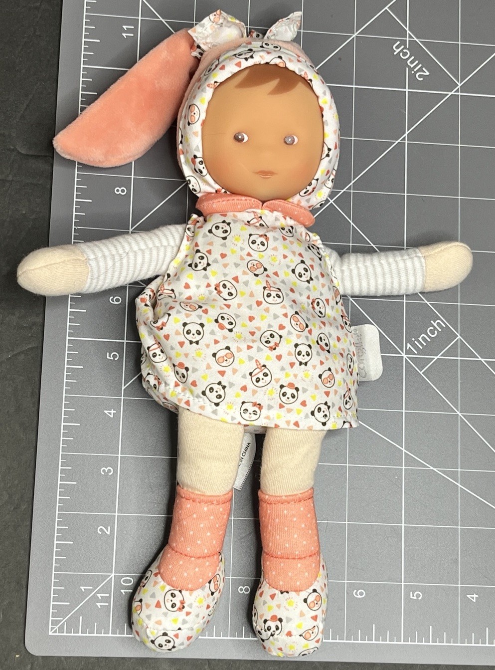 Pink Elf Corolle Doll Mon Doudou 11" Panda Print Dress Plush