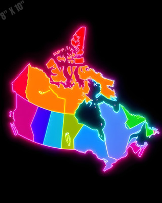 Canada Map Neon Pop Art Vivid Colors 8X10 Print
