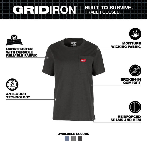 Milwaukee Womens Gridironpocket T-Shirt, Short Sleeve, Black Medium - Picture 2 of 7