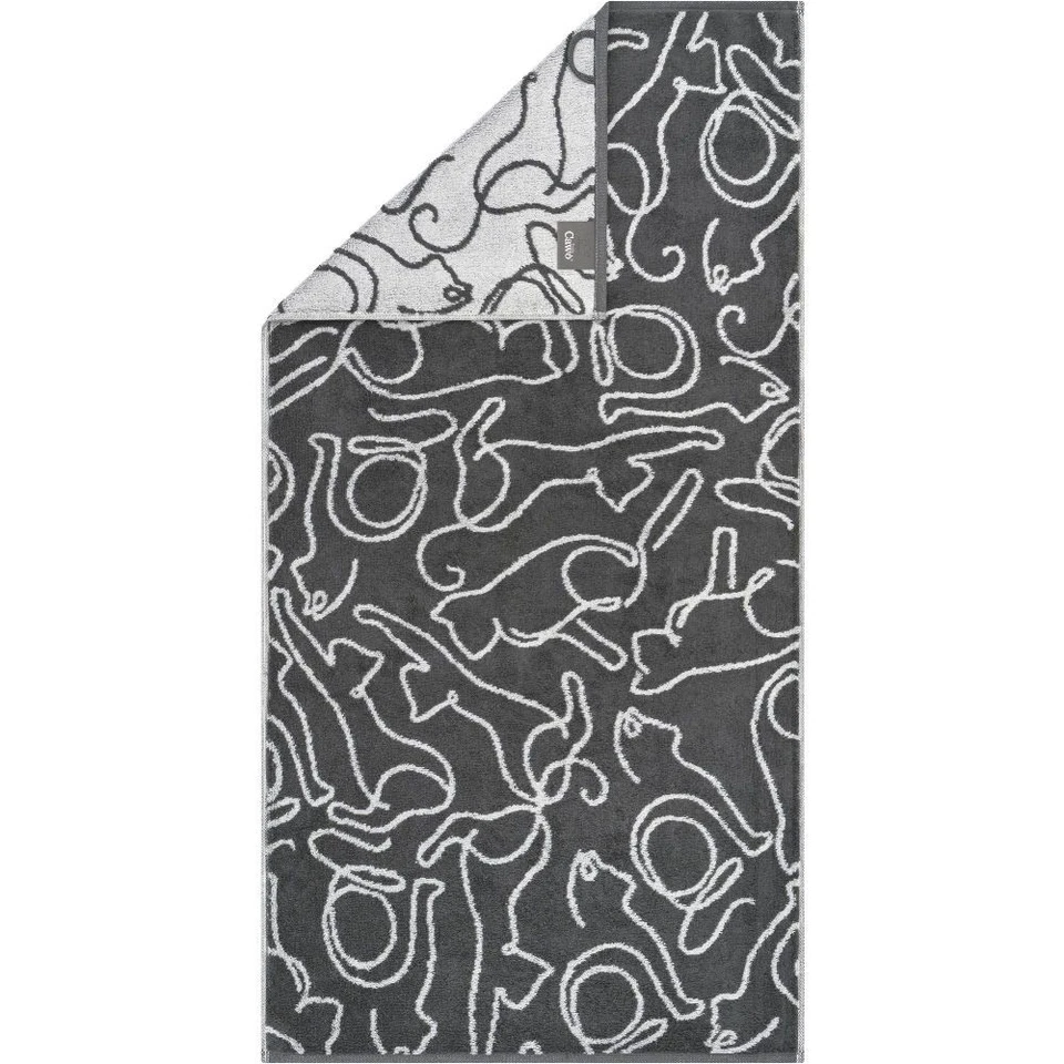 Cawö Gästetuch Handtuch oder Duschtuch Cute Cats Edition 6264-77 grau weiß - Bild 1 von 2