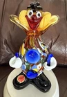 Authentic Vintage Murano Hand Blown Multicolor Glass Clown Figurine Italy 6” H