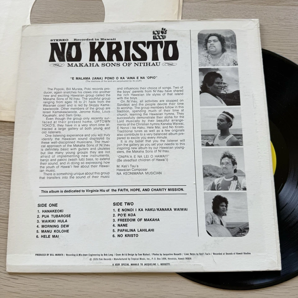 Makaha Sons of Ni'ihau LP No Kristo Original 1976 Hawaiian 🌺 LP Poki Records! Foto 4 de 4
