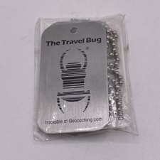 Travel Bug Dog Tag Silver Finish Sealed Unactivated Geocaching Geocoin