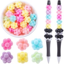 Alpinleux 15 Pcs 14mm Beads for Pens Making, Velvet Bubblegum Beads, Flocking...