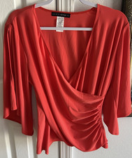 Coco Bianco Women s Orange Solid Ruched Wrap ...