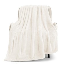 Extra Large Ivory Throw Blanket For Couch Decorative Soft Warm Fleece Bed 50x70