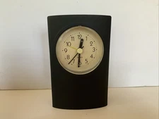 Analog Quartz Clock In Flat Black w/ 2nd Hand - Mantel Desk Table Shelf Plastic