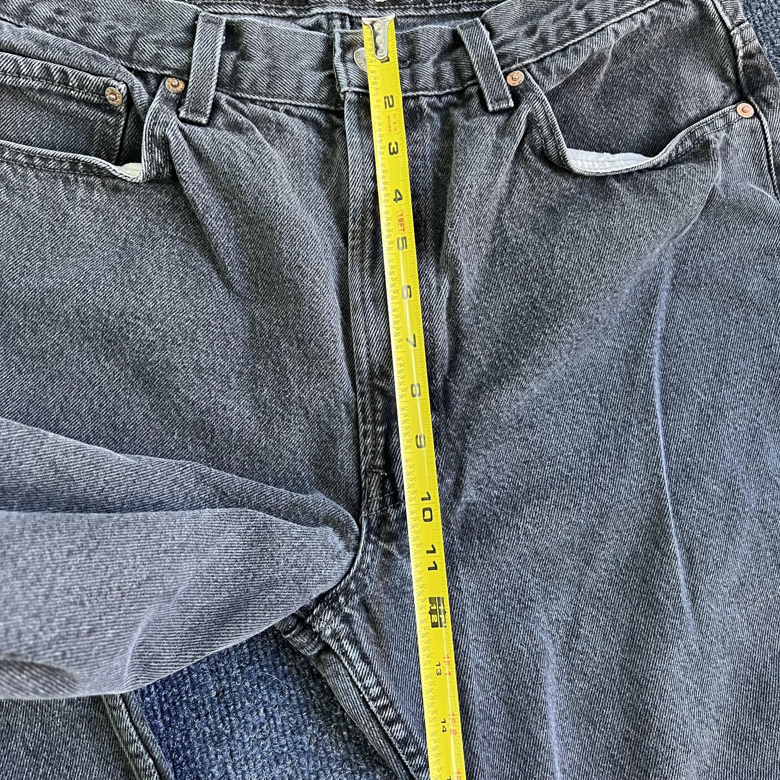 Y2K Levis 550 Jeans Mens 38x32 Black Denim Relaxed Tapered Charcoal Wash Casual thumbnail 13