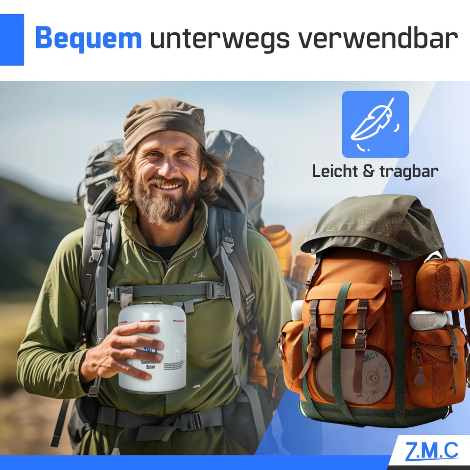 ZMC 12x Gaskartuschen 450g, 990ml Propan Butan Gas Schraubkartusche Eurogewinde - Bild 3 von 4