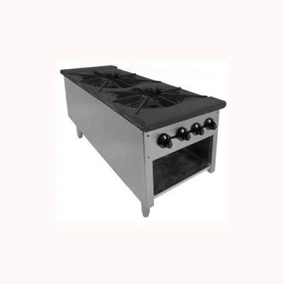 GSW USA AESP2-3R24NG 3 Ring Natural Gas Double Burner Stock Pot Range - 180k BTU