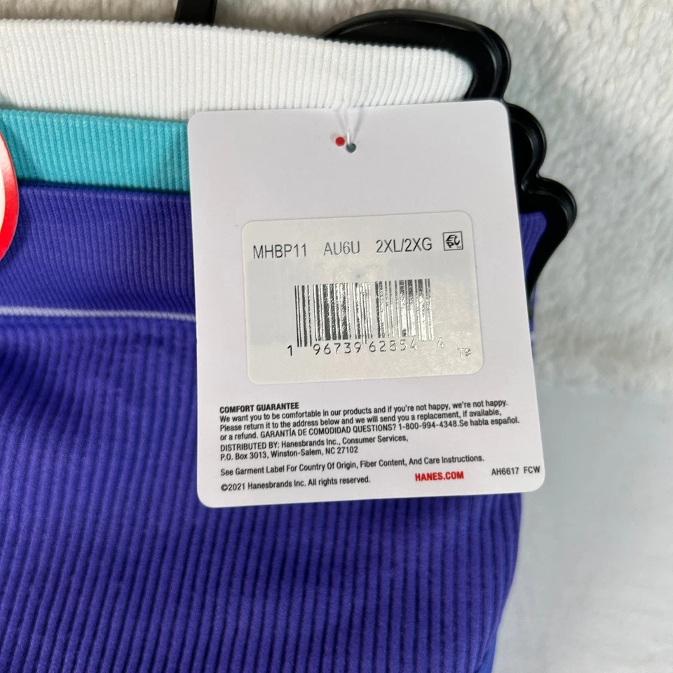 3 Pairs Hanes Originals Womens Briefs Underwear XXL Purple Teal White Ribbed - Image 3 of 4