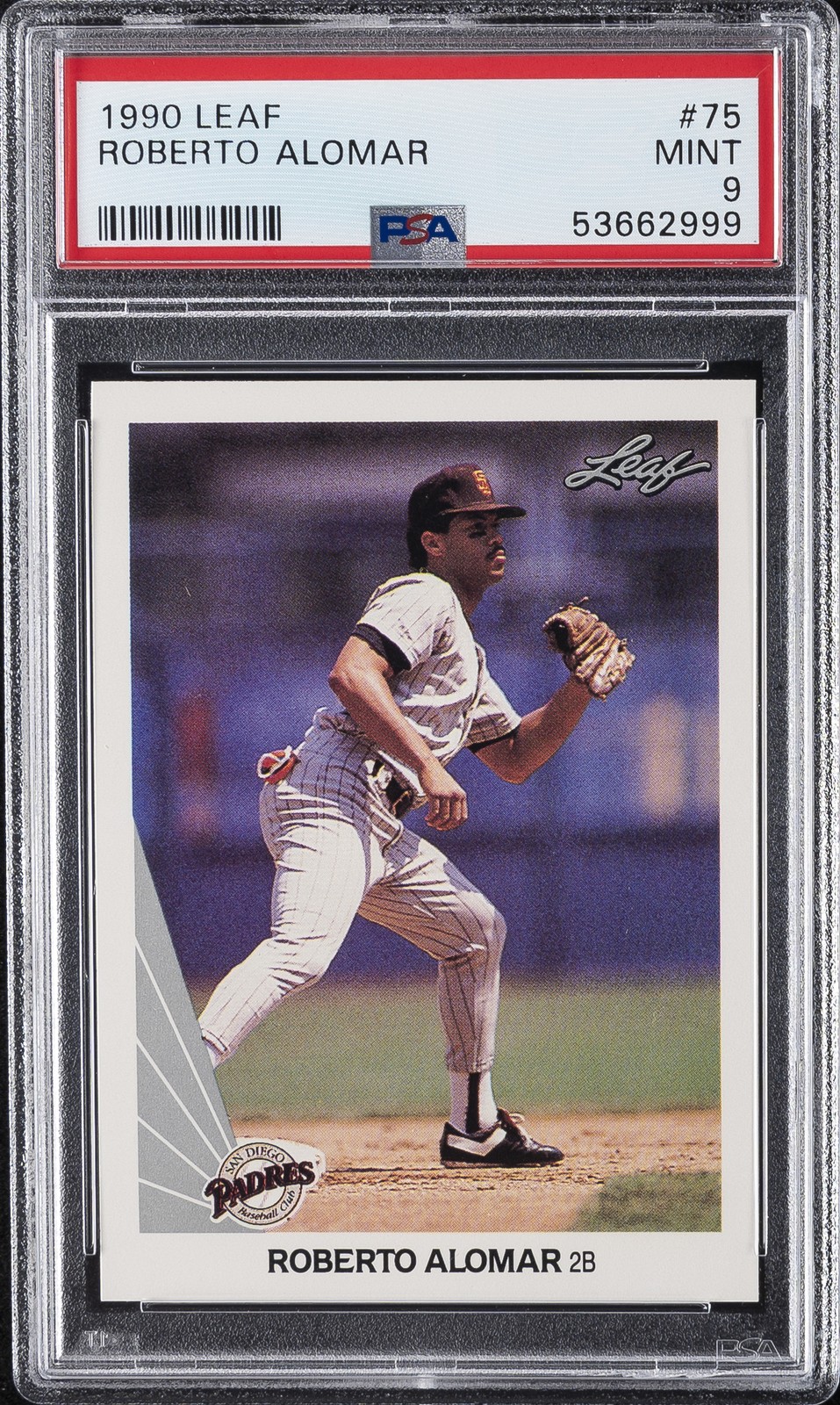 1990 LEAF #75 ROBERTO ALOMAR PSA 9