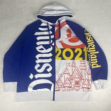 Disney 2021 Zip Up Sweater Adult 4L Multicolor Graphic Hooded Sweatshirt Casual