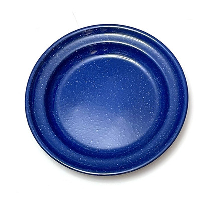Blue Speckled Enamelware Deep Plate Dish 10.75'' D Camping Picnic Retro Classic