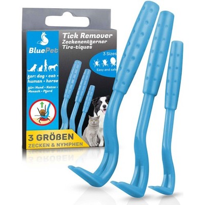 BluePet Zeckenhaken Set, Zeckenentferner, Zeckenzange, Zeckenhebel Mensch & Tier