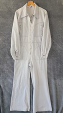 Vintage 70s The Flick Coveralls Full Zip Mens Medium Gray Denim Flared Legs