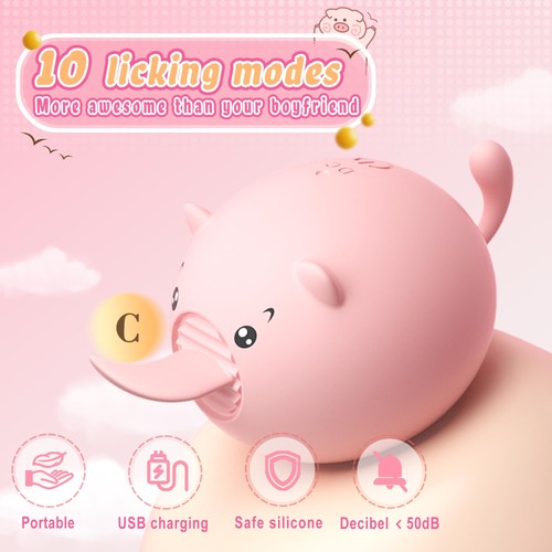 Pink Pig Vibrator Clitoris Licking Tongue G-Spot Stimulation Massager Sex Toys - Picture 15 of 24