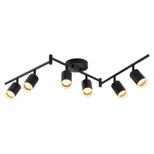 Bojim 6 Light Black Track Lighting Kit, Modern LED Track Lighting Fixtures Ce...