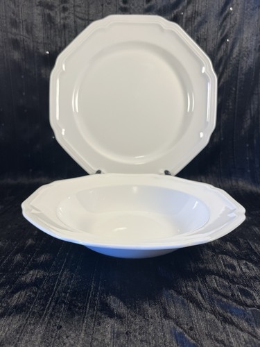 Mikasa Ultima+ Antique White HK400 Serving Bowl & Chop Plate Round Platter 2 Pc.