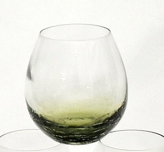 Pier 1 Set Of 4 Ombre Olive Green Seamless Crackle Glass Wine Glasses - Image 2 of 3