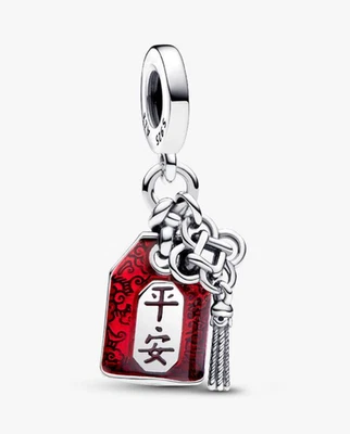 PANDORA Lucky Amulet Double Pendentif Charm Argent Sterling Émail Rouge 79305... - Photo 1/2